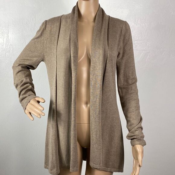 Joan Vass New York golden brown long sleeve open front cardigan sweater size S - Picture 1 of 8